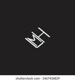 MH Initial Logo letters with rotate squere template