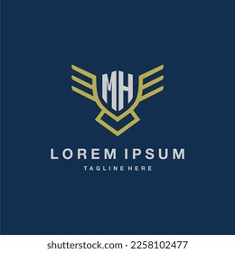 MH initial monogram logo for creative eagle line image vector design