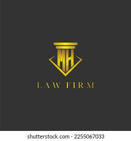 Logotipo de monograma inicial MH para la firma de abogados con diseño de polígono creativo