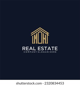 MH initial monogram logo for real estate design