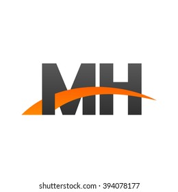 MH initial overlapping swoosh letter logo black orange