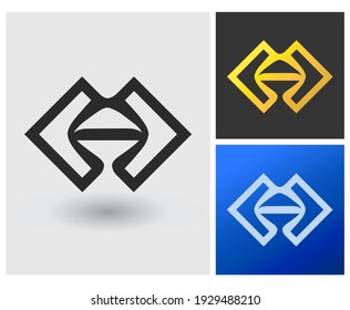 MH initials, logo with gold style