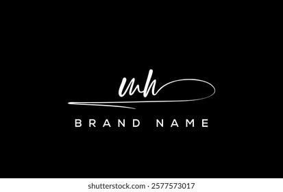 MH letter beauty handwriting vector logo. 