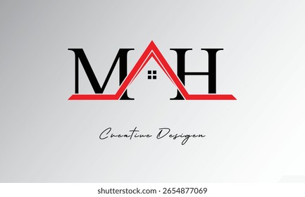 MH Letter House Logo – Creative Real Estate Monogram with Roof Icon and Home Shape for Property, Architecture and Modern Branding
