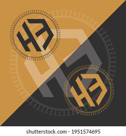 MH Letter Logo Design with circle border 