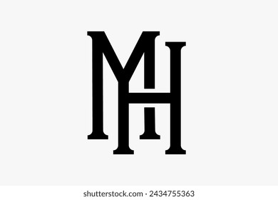 MH letter logo design, icon, symbol, initial. Combination of M and H letter monogram logo with serif typeface. Very suitable for lawyer, realtor, fashion or personal branding.