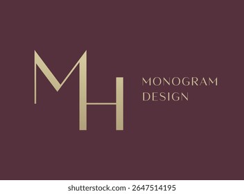 MH letter logo icon design. Classic style luxury initials monogram.