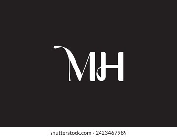 MH Letter Modern Logo Design. MH Logo on White