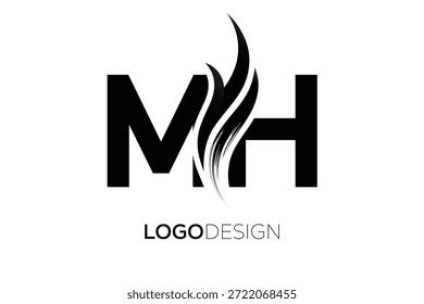 MH Letter Monogram Logo with Artistic Brush Stroke for Modern Brand Identity