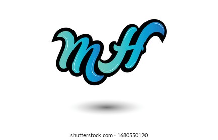 MH letters logo, M and H letters logo alphabet design.
