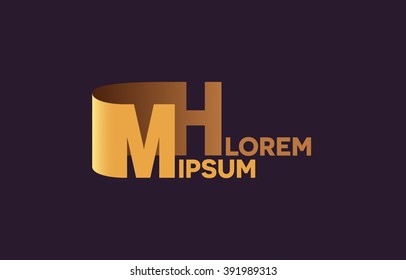 MH letters logo, M and H letters logo alphabet design.