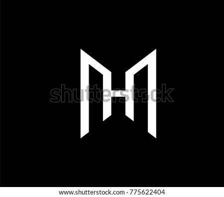 MH Logo design. M and H in modern flat style. Vector graphic element for your company logotype. Male sign for business card. Black background