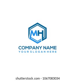 MH logo letter initial, Abstract polygonal Background Logo,