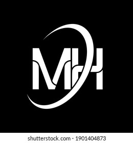 MH logo. M H design. White MH letter. MH M H letter logo design. Initial letter MH linked circle uppercase monogram logo.