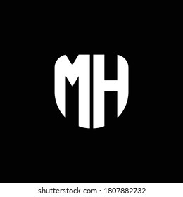 mh logo monogram with circular shape shield design template