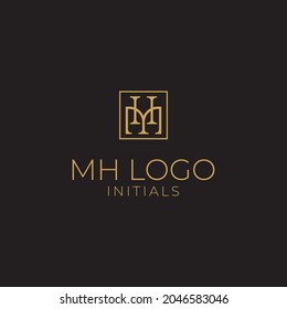 MH logo monogram emblem style with square shape design template