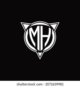 MH Logo monogram isolated with circle shape and three arrow design template