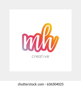 MH logo, vector. Useful as branding, app icon, alphabet combination, clip-art.