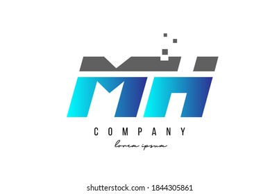 MH M H alphabet letter logo combination in blue and grey color. Creative icon design for business