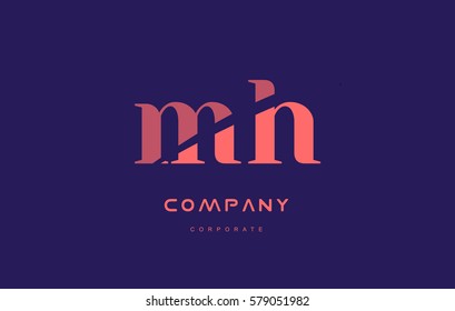mh m h alphabet small letter blue pink creative design vector company logo icon template 