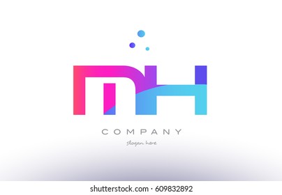 mh m h  creative pink purple blue modern dots creative alphabet gradient company letter logo design vector icon template