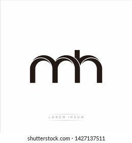 mh m h Initial Letter Split Lowercase Modern Monogram linked outline rounded logo