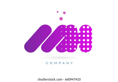 mh m h pink dots dotted letter logo alphabet creative company vector icon design template