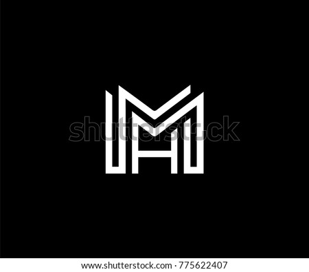 MH MMH Logo design. Smart Mark of letter M and H in modern flat style. Vector graphic element for your company logotype. Male sign for business card. Black background