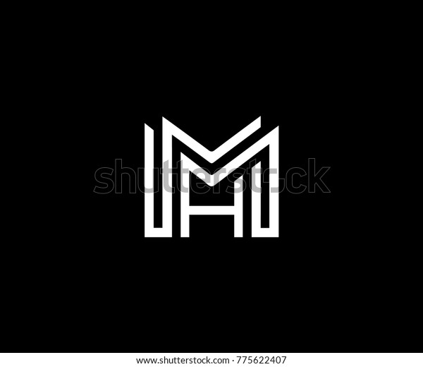 MH MMH Logo design. Smart\
Mark of letter M and H in modern flat style. Vector graphic element\
for your company logotype. Male sign for business card. Black\
background