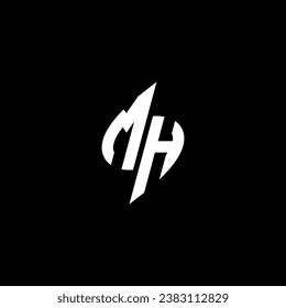MH monogram esport logo design with cool shape concept in vector