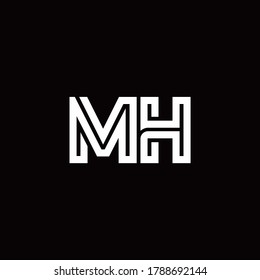 MH monogram logo with abstract line design template