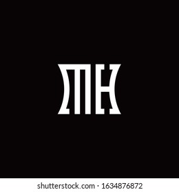 MH monogram logo with curved side style design template