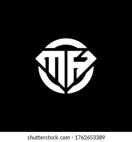 MH monogram logo with diamond shape and ring circle rounded design template