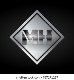 MH Monogram, Silver Logo, Metal Logo, Luxury, Elegant, Abstract, square