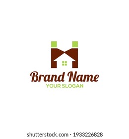 MH Real Estate Logo Design Vector