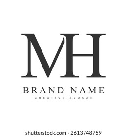 MH trendy logotype template. Initial letter m and h classic font style. Creative logo for company name or identity. Vector illustration.