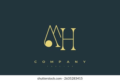 MH Typography Logo Design. Stylish monogram design depiction featuring the letters M and H combined in an artistic signature style, delivering a unique and creative visual representation.