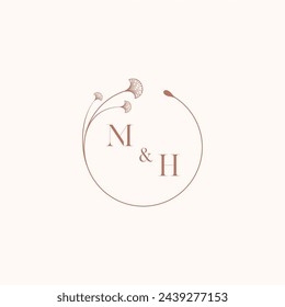 Diseños del logotipo del monograma de la boda de MH como inspiración