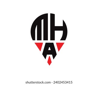 diseño de logotipo de la forma de ubicación de la letra MHA