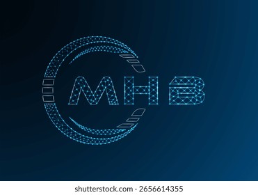 MHB low poly letter logo vector design. MHB lower poly logo design. Low poly logo.