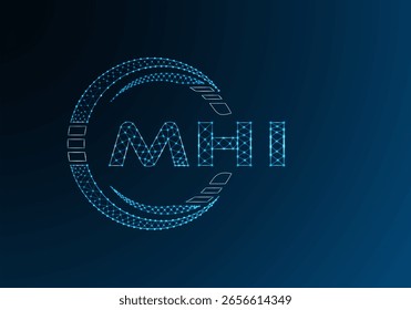 MHI low poly letter logo vector design. MHI lower poly logo design. Low poly logo.