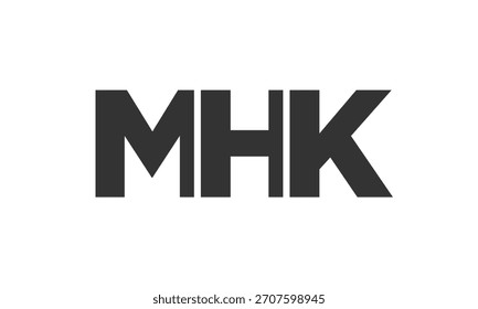Plantilla de diseño de logotipo MHK con texto fuerte y moderno en negrita. Logotipo de Vector inicial basado en tipografía simple y mínima. Identidad de empresa de moda ideal para la presencia de la marca de las empresas.