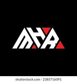Diseño del logotipo de la letra triangular MHR con forma triangular. Monograma de diseño del logotipo del triángulo MHR. Plantilla de logotipo vectorial de triángulo MHR con color rojo. Logotipo triangular MHR Diseño sencillo, elegante y lujoso.