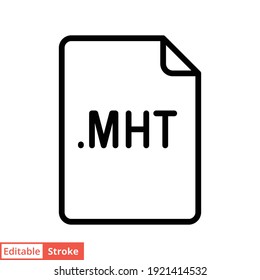 Icono de línea de formato de archivo MHT. Signo de estilo lineal para concepto móvil y diseño web. Símbolo sencillo de contorno. Ilustración vectorial aislada en fondo blanco. EPS de trazo editable 10.