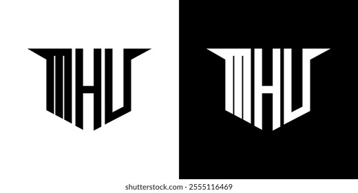 MHU letter logo design with white background in illustrator, vector logo modern alphabet font overlap style, calligraphy designs for logo, Poster, Invitation, etc.