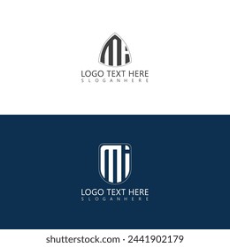 Mi 2 style text initial monogram logo with creative style design.