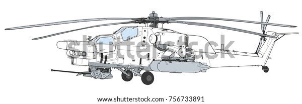 Mi 28 Havoc Military Attack Combat Stock Vector (Royalty Free) 756733891