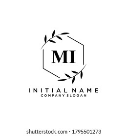 MI Beauty vector initial logo, handwriting logo of initial signature, wedding, fashion, jewerly, boutique, floral and botanical with creative template for any company or business.