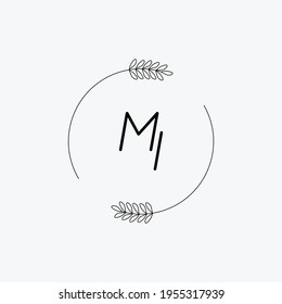 MI Beauty vector initial logo, handwriting logo of initial signature