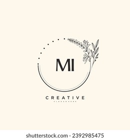 MI Beauty vector initial logo art, handwriting logo of initial signature, wedding, fashion, jewerly, boutique, floral and botanical with creative template for any company or business.